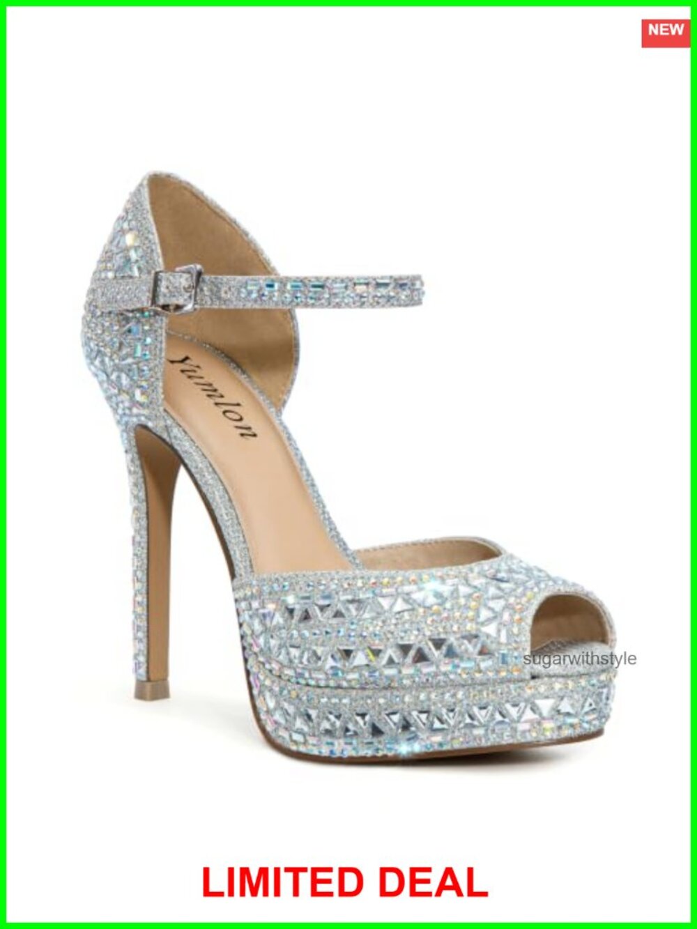 Rhinestone Peep Toe Platform Stiletto Heels Wedding Party Evening Pumps